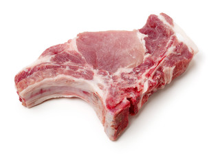 Raw pork rib isolated on whiteboard