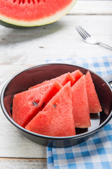 Watermelon on wooden table background