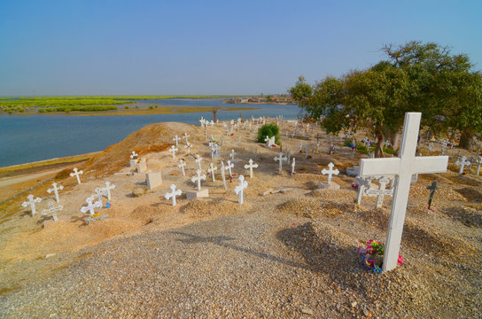 Cemetery on Fadiouth Island, composed of sea shells, Senegal, Africa
