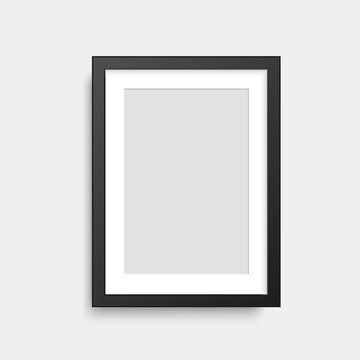 Realistic black square photo frame. Vector.