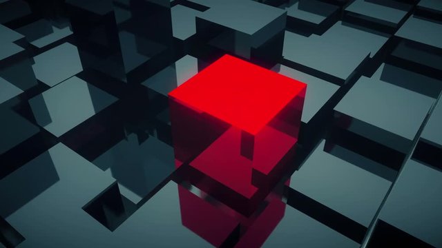 4k,abstract 3d blue metal cubes animation background.