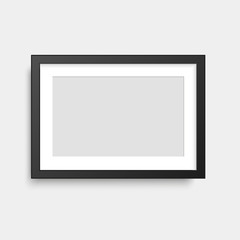 Realistic black square photo frame. Vector.