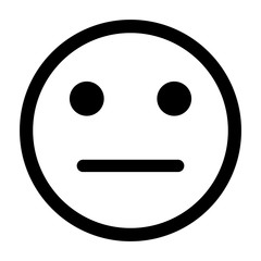 straight face icon, expression face icon outline vector