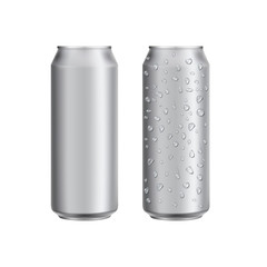 Aluminium can drink soad or beer package template. Realistic 3d mockup. Ready for design. Vector illustration.