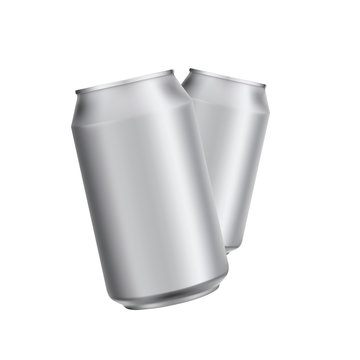 Aluminium can drink soad or beer package template. Realistic 3d mockup. Ready for design. Vector illustration.