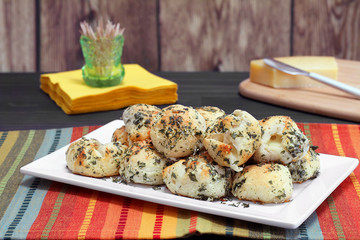 Garlic, cheese ball appetizers.