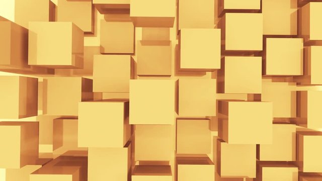 4k,abstract 3d golden cubes animation background.