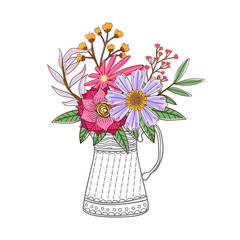 bouquet flower on the pot vector