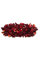 Symbol minusfrom dried flowers of hibiscus tea on a white background. Symbol for banners, advertisements