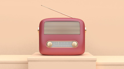 red gold retro radio technology concept 3d rendering