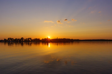 Sunset landscape over Lake Seliger