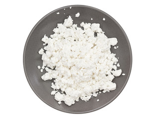 Top view plate with natural cottage cheese