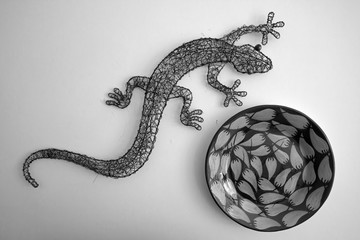 Metal Gecko and Chili designed bowl