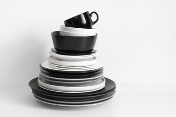 Black and white tableware