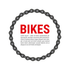 Round Vector Frame Made of Bike or Bicycle Chain with Sample Text Design