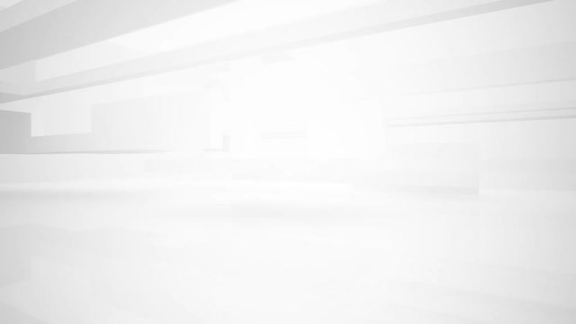 Abstract white interior multilevel public space with window. 3D animation and rendering.