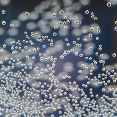 A close-up shot of citrus in a glass of water with lots of bubbles beautiful background for greeting cards and advertising materials.