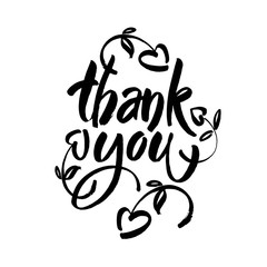 Obraz premium Thank you text on white background. Calligraphy lettering Modern brush calligraphy.