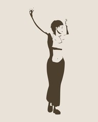 Abstract woman in dancing pose. Monochrome silhouette