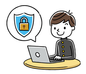 男子学生：インターネット、セキュリティ