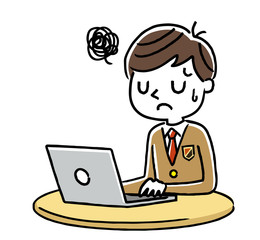 男子学生：インターネット、パソコン