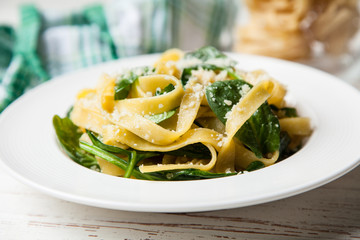 Spinach tagliatelle pasta