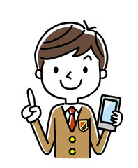 男子学生：スマートフォン
