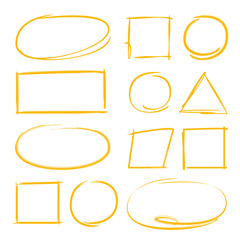 yellow hand drawn circle and rectangle highlighters
