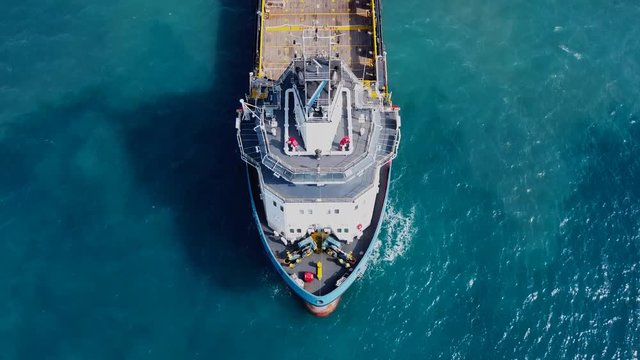 Offshore supply ship at sea - Aerial footage