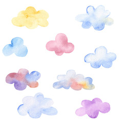 Fototapeta na wymiar colorful watercolor clouds on a white background