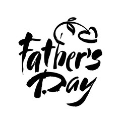 Obraz premium Happy fathers day handwritten lettering. Vector calligraphy with brush texture on white background