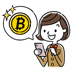 女子学生：スマートフォン、インターネット、仮想通貨
