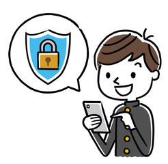 男子学生：スマートフォン、セキュリティ対策
