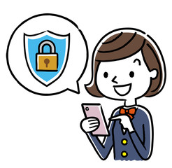 女子学生：スマートフォン、セキュリティ対策