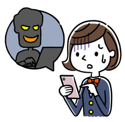 女子学生：スマートフォン、インターネット、犯罪、詐欺