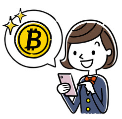 女子学生：スマートフォン、インターネット、仮想通貨