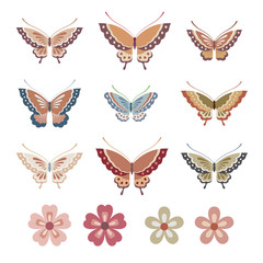 和風の蝶と花イラスト