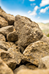Large rocks in the mountains as a background