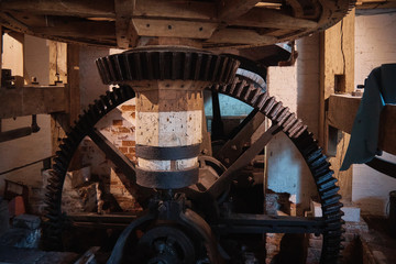 Interior of old water mill .