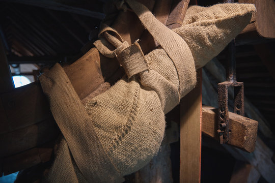 Interior of old water mill . - Powered by Adobe