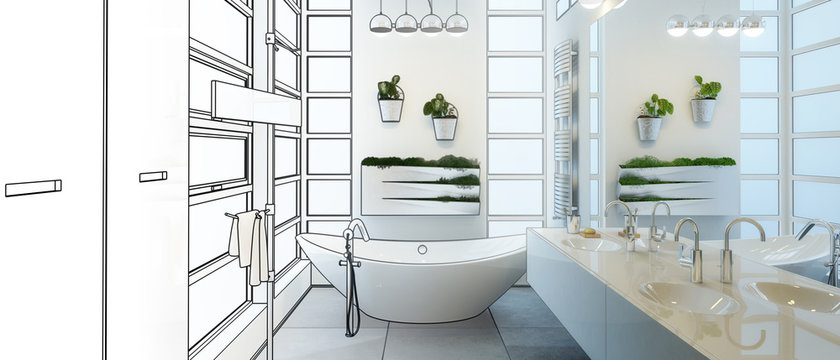 Contemporary Bathroom Project (panoramic)