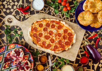 tasty pizza with salami