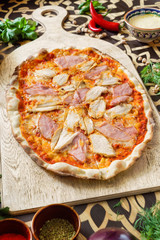 tasty pizza with bacon