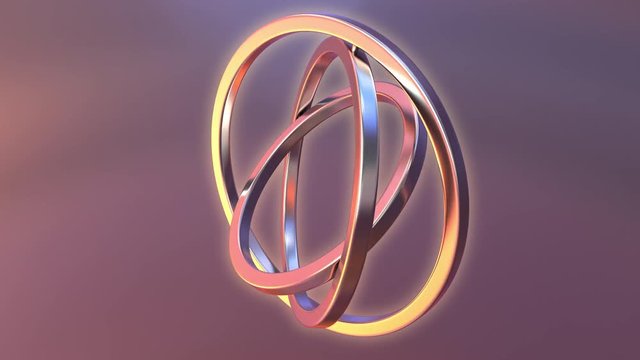 Gimbal made of gold. Balance or movement concepts. Loopable animation