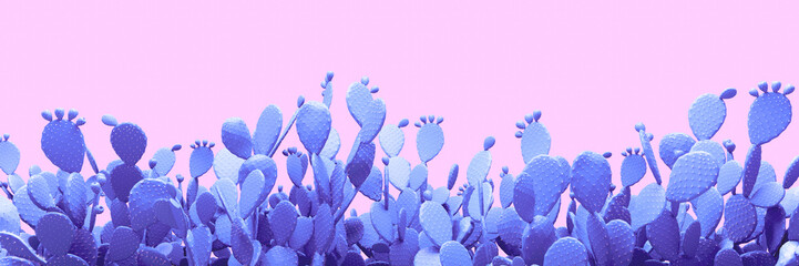 Unusual Blue Cactus Field On Pink Background   © artjafara