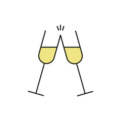 Double Champagne Glass Thin Line Icon Illustration