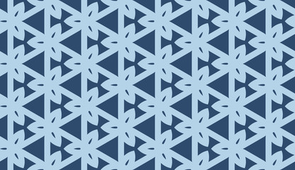 Geometric pattern in repeat. Fabric print. Seamless background, mosaic ornament, ethnic style Two color