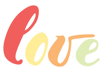 Obraz premium Hand drawn typography inspirational word Love. For greeting cards, Valentine s day, wedding, posters, prints or home decorations. illustration
