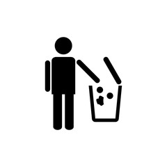 Man throwing trash vector icon