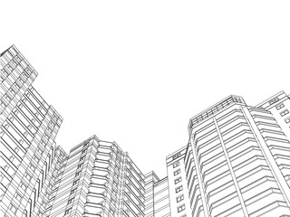 Background with the outlines of residential buildings